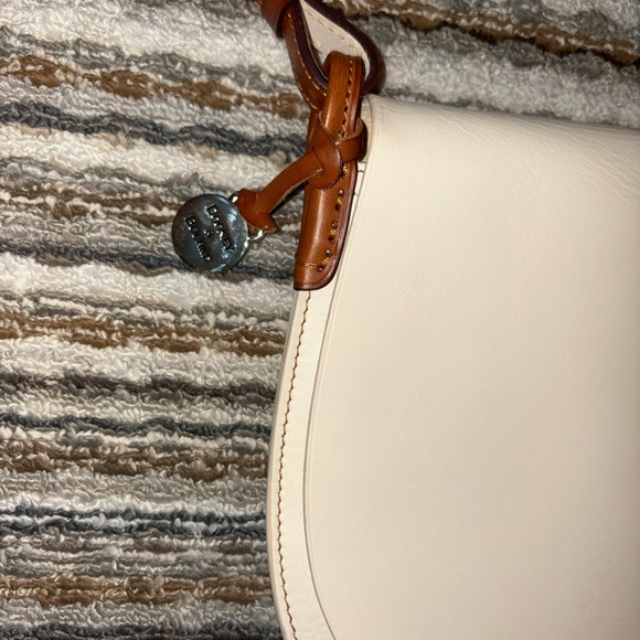 Dooney And Bourke Alto Cream Leather Saddle Crossbody Bag